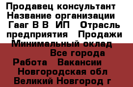 Продавец-консультант › Название организации ­ Гааг В.В, ИП › Отрасль предприятия ­ Продажи › Минимальный оклад ­ 15 000 - Все города Работа » Вакансии   . Новгородская обл.,Великий Новгород г.